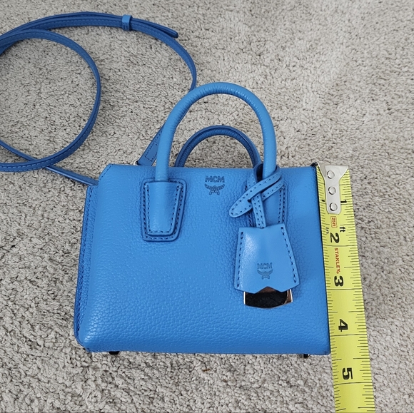 Authentic MCM Blue Leather Mini Bag - Picture 7 of 14